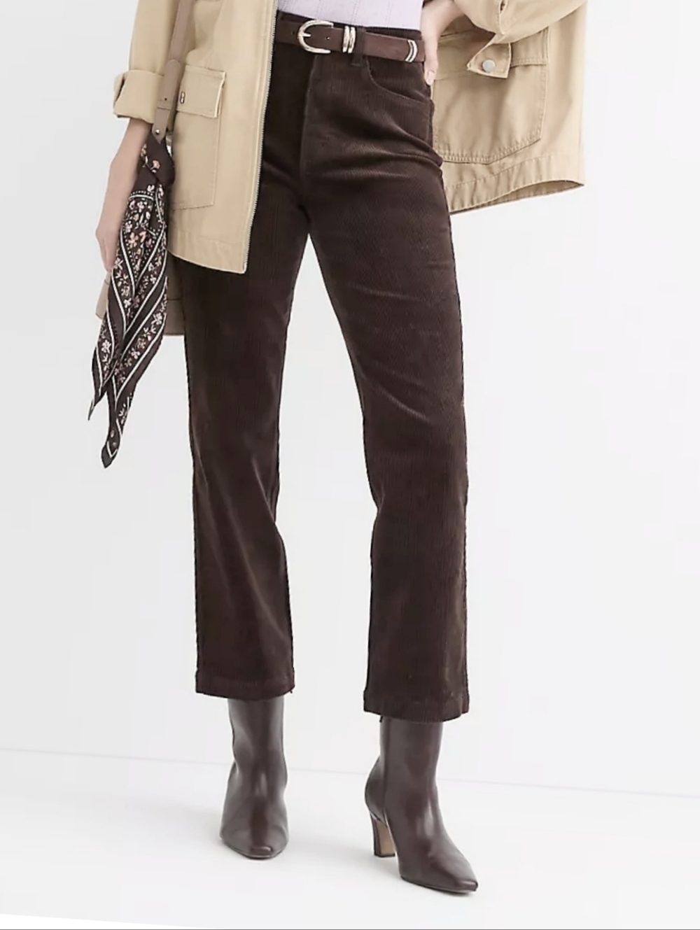Dark Brown Corduroy Mid Rise Straight Leg Pants Size 4